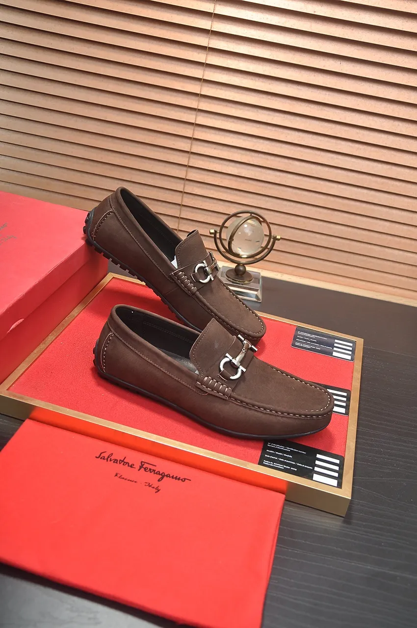 Men's shoes 💰460💶 [Ferragamo/Ferragamo] The latest model in the counter. Original imported open-sided fine cowhide hand-woven + imported 🐂 cowhide + original luxury metal buckle + original combination outsole. No pressure in comparison 38--44🎉